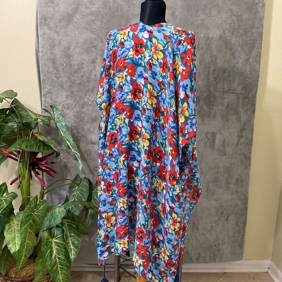 Anthropologie Do Everything in Love Open Front Kimono Cardigan Floral OS tassels - Picture 3 of 9